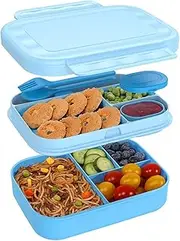 Children's Lunch Box with Compartments - 1400 ml Lunch Box Children Adults Bento Box with Dividers Leak-Proof Lunch Box for Girls and Boys School, Nursery, Excursions (Blue)