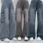 【CODIBOOK】韓國 CCOMENG 工裝水洗牛仔寬褲［現貨-天空藍］牛仔褲 女裝