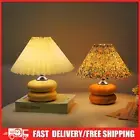 Small Night Light Desktop Night Lamp Pleated Lampshade Reading Lamp for Bedroom