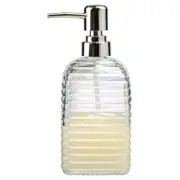 Circleware - Vintage Retro Ribbed Square Base Clear Glass Soap Pump 380ml