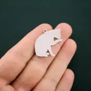 BULK 5 Cat Charms Stainless Steel Great As a Charm or For Stamping - MT445