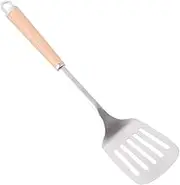BRIGHTFUFU Stainless Steel Slotted Turner Spatula with Beech Handle for Lifting Turning Transferring Fish Steak More Kitchen Utensil for Home Cooking