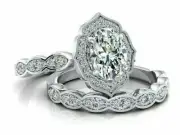 Antique Art Deco 3.40 Ct Diamond Vintage Wedding Jewelry Ring Set 925 Silver