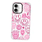 Case for [Compatible iPhone 16 Pink Dripping Smiles Positivity Radiate Face