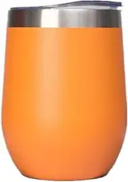 [Gteller] 12 oz Stainless Steel Wine Tumbler Stemless Glasses with Lid, Double Wall Insulated Travel Mug Perfect for Wine, Coffee, Drinks, Champagne, Cocktails (Orange)