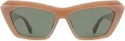 [OUWEN] Retro Polarized Thick Cat Eye Sunglasses for Women, Vintage Chunky Polygon Sun Glasses UV Protection 70s Shades OW2236