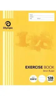 10 x Olympic Exercise Book Feint Ruled 8mm 128 Pages 225 x 175mm E2812 140769