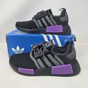 Adidas NMD_R1 Boost J 'Black/Purple' Athletic Shoe / GX5694 /Big Kids 6