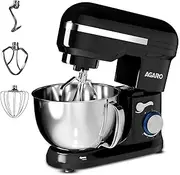 [AGARO] Royal Stand Mixer 1000W with 5L SS Bowl and 8 Speed Setting I Includes Whisking Cone, Mixing Beater & Dough Hook, and Splash Guard, 2 Years Warranty, (Black)