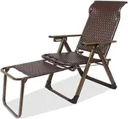 Patio Lounge Chair Rattan Zero Gravity Folding Reclining Chairs with Pillow Adjustable Telescopic Footrest for Balcony Yard Poolside Beach Garden Portable Outdoor and Indoor FANDIAO