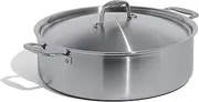 [Made In] Cookware - 10 Quart Stainless Steel Rondeau Pot w/Lid - 5 Ply Stainless Clad - Professional Cookware - Crafted in Italy - Induction Compatible