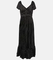 [Polo Ralph Lauren] Polo Ralph Lauren Polka-dot crêpe midi dress AU 14 black
