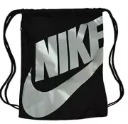 Nike Unisex Heritage Drawstring Bag Gymsack Black Metallic BA6004-010 MEDIUM