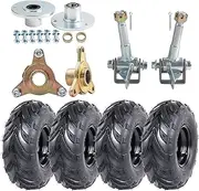 YC Yier Complete Steering Knuckle with Wheel Hubs Assembly and ATV Go Kart Quad Buggy 6 Inch Tire Rim Front Rear Wheels 145/70-6 Tires on Rims 3 Lug Pattern for Mini Bike Drift Trike 110cc 125cc