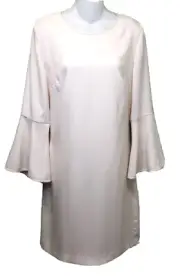 Club Monaco Larchye Off White Sz 6 Bell Sleeve Round Neck Dress Back Zip Lining