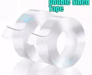 2 X 21ft Transparent Tape Double Sided Traceless Washable Adhesive Invisible Gel