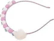 [SAFIGLE] Headband Thick Knotted White with Pink Girl Cute Hello Princess Glitter Cosplay for Iron