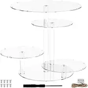 4-Tiers Clear Cake and Cupcake Stand,Acrylic Cupcake Tower Stand,Cupcake Tower Stand for Weddings,Stable Cake and Cupcake Stand for Weddings