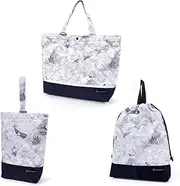 [COLORFUL CANDY STYLE] NS781600 Gusseted Bag with Reflector, Drawstring 3-Piece Set, Water Repellent, Lightweight Type, Preparation for School Admission, Cute Boys, Whale and Logbook