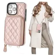 Crossbody Wallet Case for iPhone 15 Pro Max, RFID Blocking PU Leather Zipper
