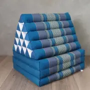 JUMBO 3 FOLDS Thai Triangle Cushion Triangular Pillow Foldout Daybed Mat Blue