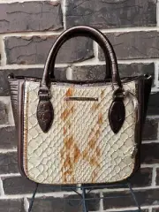 NWT Brahmin Small Lena Satchel Shoulde r Bag Honey Carlisle bronze cream brown