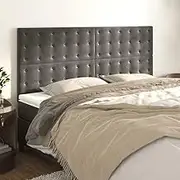 Bed Headboard Set of 4, Beds Head Frame Headboards 4 pcs Dark Grey 80 cm Velvet