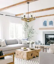 VOTIF: Retro Candelabra Oak Wood with Clear Blown Dimpled Glass Pendant Light