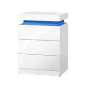 Oikiture Bedside Tables Set of 2 LED Nightstand Cabinet Side Table White