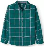 Wonder Nation Boys Long Sleeve Woven Button Shirt Large (10-12) Antique Teal