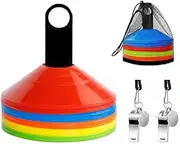 Loopunk 50 Pro Disc Cones, Agility Soccer Cones with Carry Bag and 2 Whistle, Agility Training Equipment for Training, Kids, Basketball, Field Cone Markers, Soccer Training and Other Sports and Games.