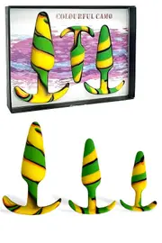 Colourful Camo Sail 3 Piece Butt Plug Anal Training Kit