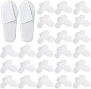 PSPIKXEG 25 Pcs White Disposable Slippers, Closed Toe Soft Coral Fleece SPA Slippers for Women and Men, Comfortable Non-Slip Disposable Slipper for Travel Guests Hotel Home Salon, White, 7 Women/7 Men