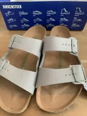 Birkenstock Arizona Vegan Men's Slides - Stone Birkibuc, EU 45 ( 12US)