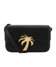 Palm Angels Palm Tree-Plaque Foldover Top Crossbody Bag One size Black
