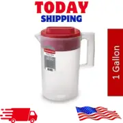 Rubbermaid, 1 Gallon, 1 Pack, Red, Plastic Simply Pour Pitcher Multifunction Lid