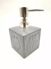 Ceramic Premium Cube Shape Liquid Soap Dispenser Grey 250 ml