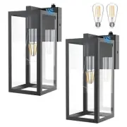 Aipsun Outdoor Wall Lantern 2 Packs with Dusk to Dawn Sensor, Matte Black Sen...