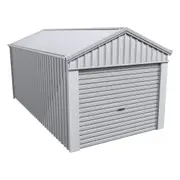 Stratco Domestic Gable Roof Shed Single Garage 3.16 x 6.21 x 2.4m Gable End Roller Door Zinc/Al