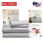 Luxurious 100% Cotton Full Size Sheet Set with Cooling Effect - Light Grey