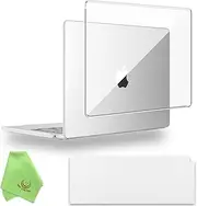 UESWILL Compatible with 2023 2024 20205 MacBook Air 15 inch M2 M3 M4 Case Model A2941 A3114 A3241, Glossy Clear Crystal Case + Keyboard Cover + Microfiber Cloth, Transparent