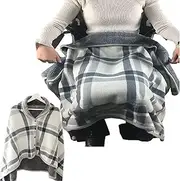 [SUOYUANJIE] Women's Fleece Cape is - Plus Velvet Thickened Wheelchair Cosy Fleece Blanket, with Buttons Super Soft Plush Multifunction Shawl for Lap Bed Sofa Office