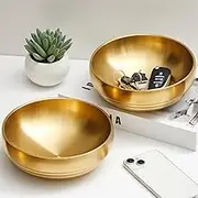 Teenyyou 2pcs 7. 4 Inch Large Decorative Bowl Gold Key Dish for Entryway Table Key Holder Gold Bowls Coffee Tables Centerpiece for Kitchen Counter and Home Decoration