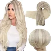 Full Shine 18" Nordic Balayage Remy Straight Hair Bundles Sew in Weave Human Hair Extensions 100g Color #18 Ash Blonde Fading to #22 and #60
