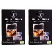 2x 9pc MDI On The Rocks Whisky Stones Bar Set Chilled Ice Cubes Reusable Grey