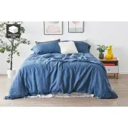 100% French Linen Quilt Cover Set - Berling Sea, King - King