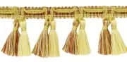 Double Tassel Fringe Trim, Style# TFV025, Color# VNT31 - Bisque Beige [5 Yards]