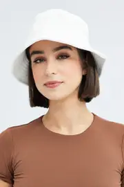 White Toweling Detail Bucket Hat - Size ONE, Women's Hats