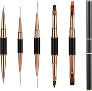 5 PCS Nail Art Brushes Set Double-Ended Metal Nail Brushes Nail Dotting Art Design Pen and Nail Painting Tools for Nail Salon Nail Beauty Gel Nail Polishing Fingernail Art DIY at Home