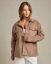 [Ava And Ever] Ava And Ever Women's Mila Cord Shacket in Milk Choc Brown Size 8 8 Milk Choc Brown